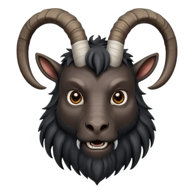 Black Philip, the black goat from the movie 'The Witch', challenging look, large horns, beard sticker