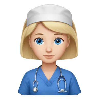 Nurse blue eyes short blond blue scrubs sticker