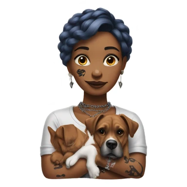 alt woman with dog paws instead her hands and tattoo on her neck sticker