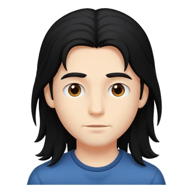 An emoji of a soft boy with black long hair and pink background. sticker