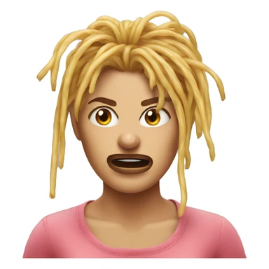 a furious woman’s face with spaghetti as hair sticker