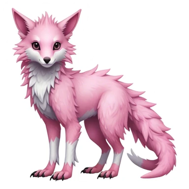 Feral Rare Fantasy cute pastel pink Vernid-Sergal-Trico-species by LiLaiRa, markings, full body, 4 legs sticker