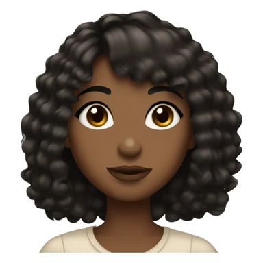 Pretty brown girl, with long lashes and black long hair with bangs sticker