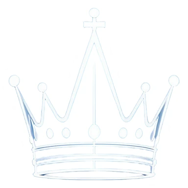 side view of a blue blueprint plan with minimal white lines and a simple crown drawing sticker