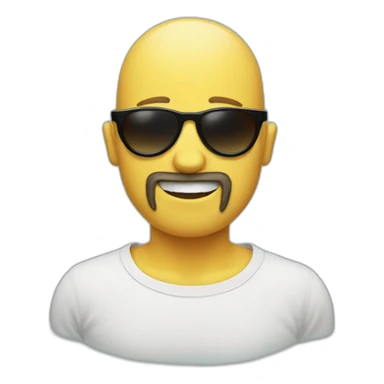 Smiley face with no hair, a beard and heart sunglasses sticker