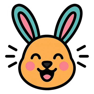 vibrating rabbit head, energetic, motion lines, expressive, vibrant colors, modern icon style sticker