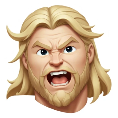 Cinematic Realistic Thor Portrait, head tilted slightly with a dramatic, wide-open yawn, revealing a relaxed yet powerful presence. The natural interplay of light accentuates his muscular contours and tender expression, balancing his legendary might with an unexpectedly human moment of repose. sticker