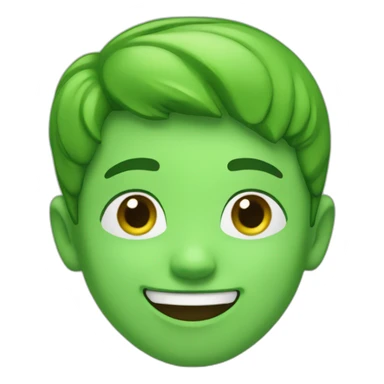 pleased boy with green skin sticker