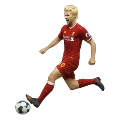 blonde liverpool player kicking sticker