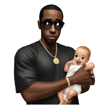 p diddy holding baby oil  sticker