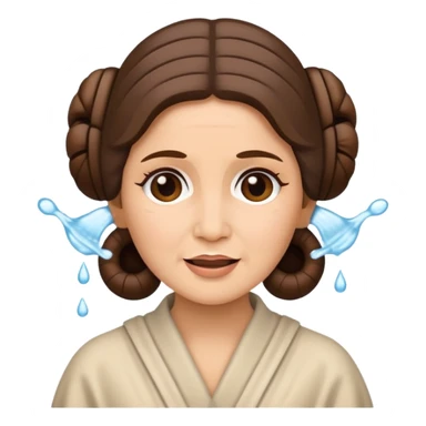 Princess Leia from Star Wars as an emoji, washing her face, happy, minimalistic emoji style sticker