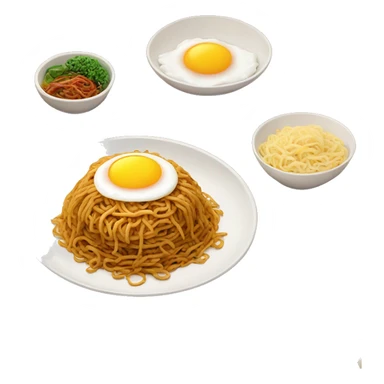 mie goreng with egg on a plate on the top of table sticker