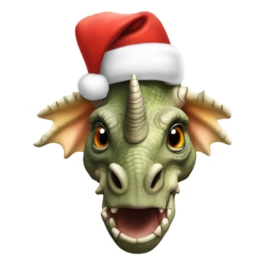 A fierce big adult Triceratops wearing a santa top hat sticker