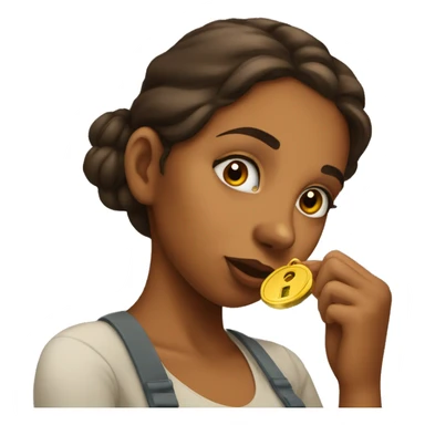 Brown girl smelling a key sticker