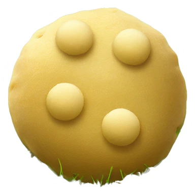 Two balls of dough covered in grass sticker