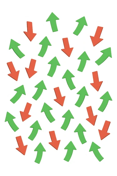 FRECCE ROSSE CHE SCENDONO E FRECCE VERDI CHE SALGONO, FLUTTUANO IN ARIA sticker