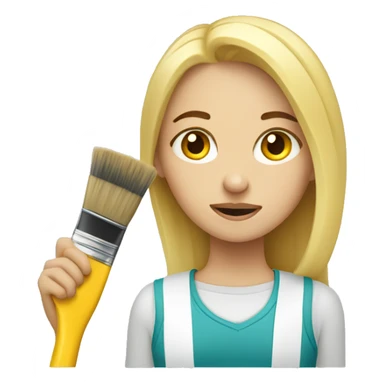 blonde girl tired with a brush for repairs home renovation sticker