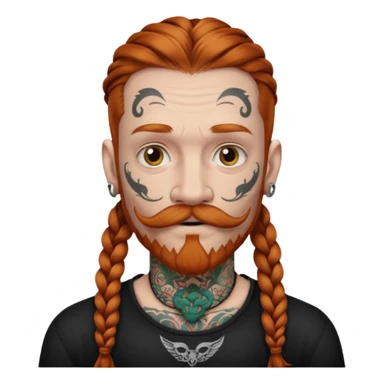 dark ginger braids man very white mustache old very tattoed with the whitest mustache ever sticker
