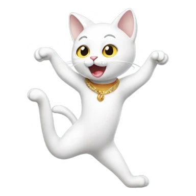 Dancing white cat sticker