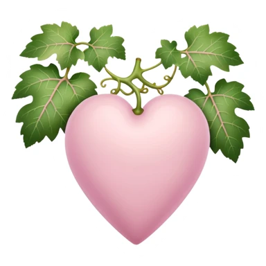 Pale pink heart with the grape leaves  sticker