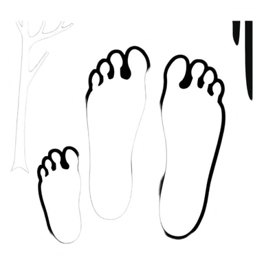 two human foot soles covered in white tree sap sticker