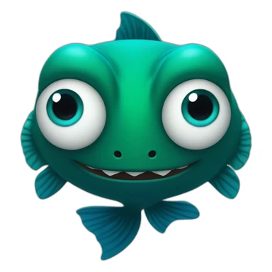 dark green fish with blue eyes with human  arms  instead of a fin sticker