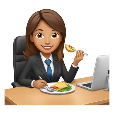 businesswoman at lunch at the office sticker