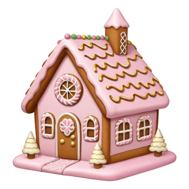 light pink and gold and white gingerbread house sticker