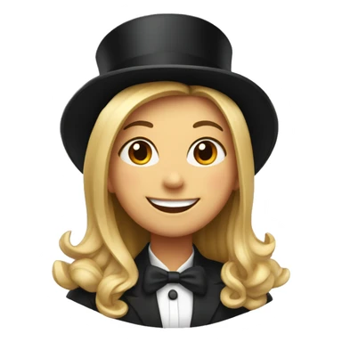 smiling girl in top hat sticker