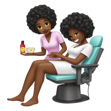 Black girl getting pedicure sticker