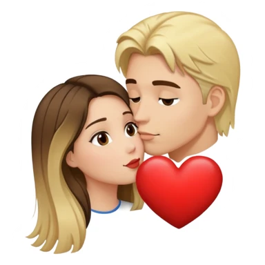 Un gars blond qui fait un bisous à une fille brune avec un cœur au dessus  sticker