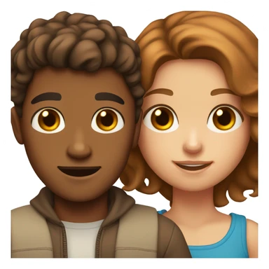 brown hair tan boy and browns hair girl with blue eyes and freckles sticker