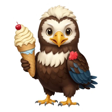 Cute eagle eating ice cream sticker