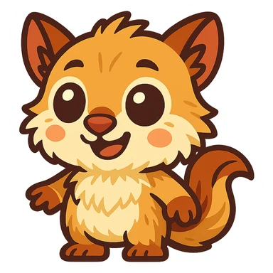 cute gibberling character, chibi proportions, big eyes, soft fur, friendly expression sticker