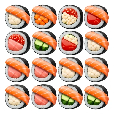 Sushi rolls with sauce restaurant style  sticker