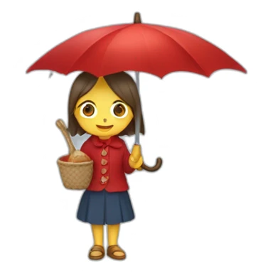 Caperucita roja con un paraguas sticker