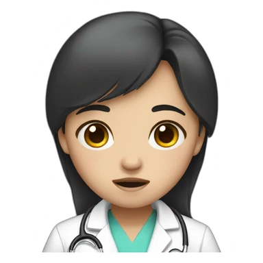 crying doctor girl with dark hair sticker
