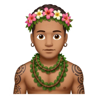 Hawaiian Polynesian male with tribal tattoo sleeve sticker