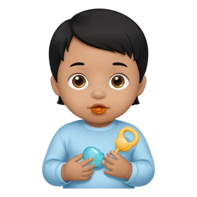 a black hair baby with pacifier sticker