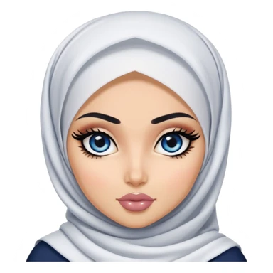 pretty bratz baddie, full cover niqapi hijabi, black eyeliner, medium white skin, dark blue  eyes sticker