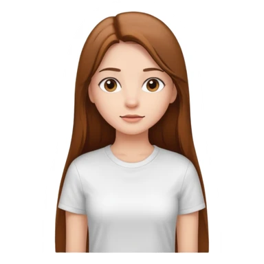 Girl with long brown straight hair, in white top t shirt  sticker