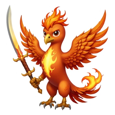 Phoenix holding two swords on fire  sticker