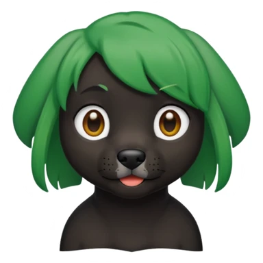 green haired black dog  sticker