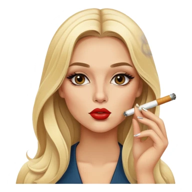 blonde gorgeous girl long hair with latina makeup smoking a cigarette and blowing smoke sticker