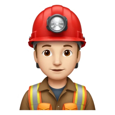 a mole with drill, worker, red helmet, headlamp sticker