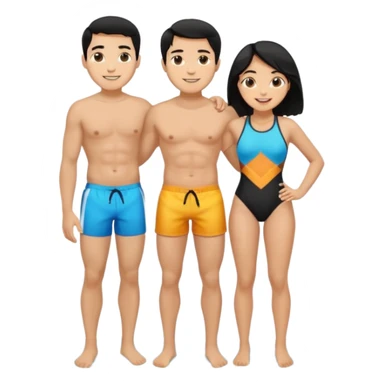 ligh skin black hair man and ligh skin black hair woman swin suit full body sticker