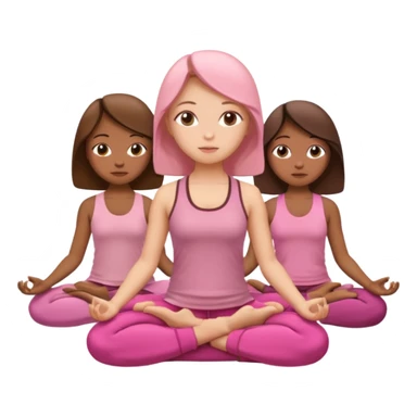 3 girls meditating dressing pink and brown clothers sticker