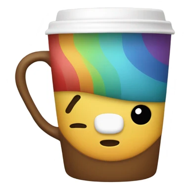 Caballito de mar tomando café arcoíris  sticker