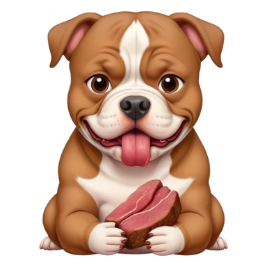 American bully eats meat sticker