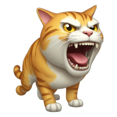 big fat cat screaming in terror body skull sticker